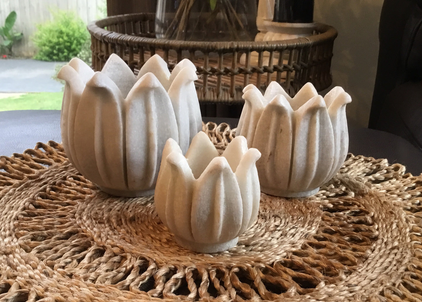 MARBLE LOTUS CANDLE HOLDER