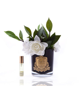 PERFUMED NATURAL TOUCH DOUBLE GARDENIAS IN BLACK - WHITE