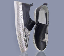 GENUINE LEATHER SLIP ON SNEAKER WITH BLING STAR
