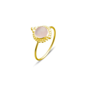 STERLING SILVER RING / GOLD PLATED WITH ROSE QUARTZ STONE