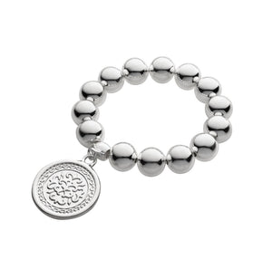 SILVER BALL BRACELET WITH COIN